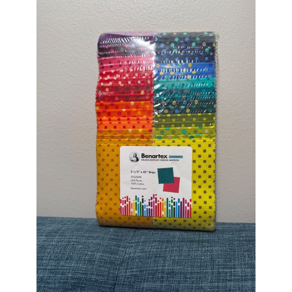 Benartex Dazzle Dots by Christa Watson Jelly Roll 40 Strips 2.5x42 Cotton Fabric